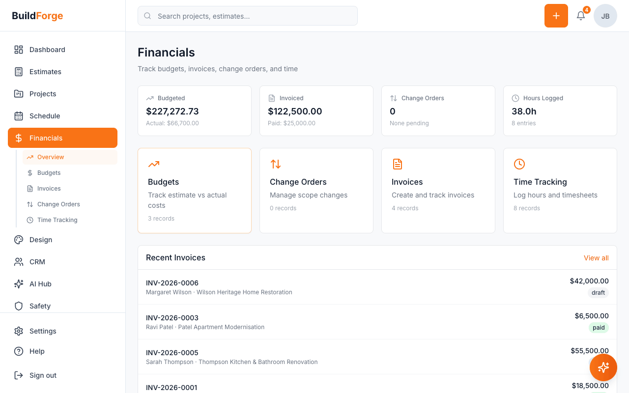 Financial Management — BuildForge demo
