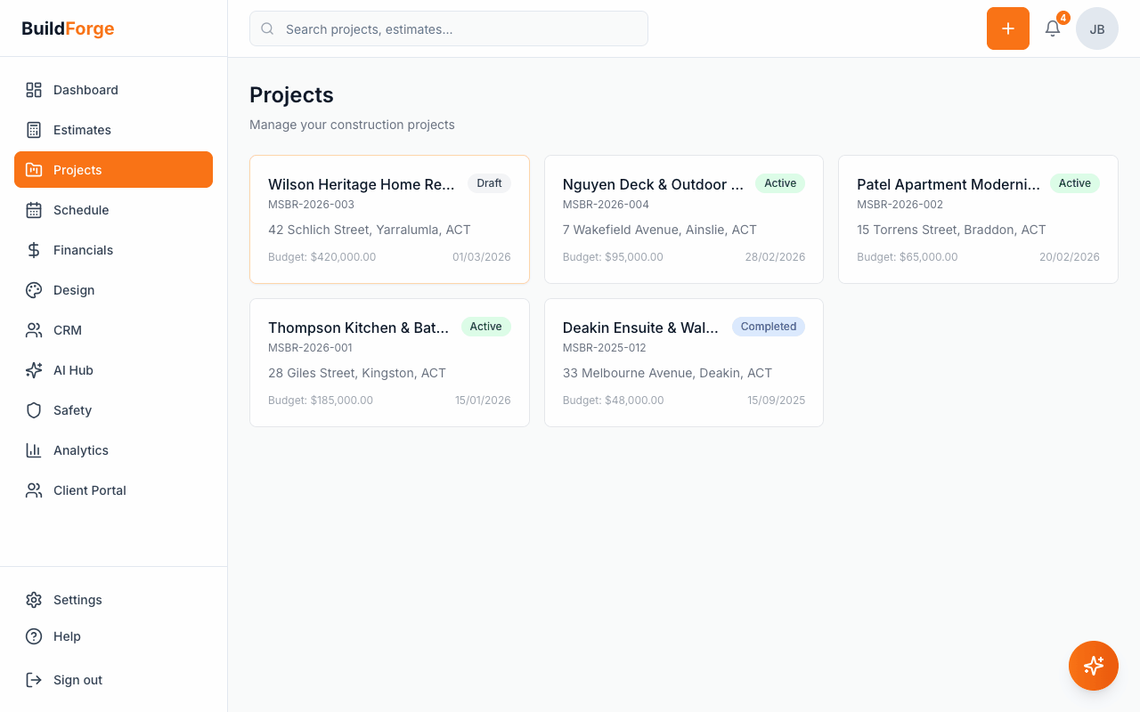 Project Management — BuildForge demo