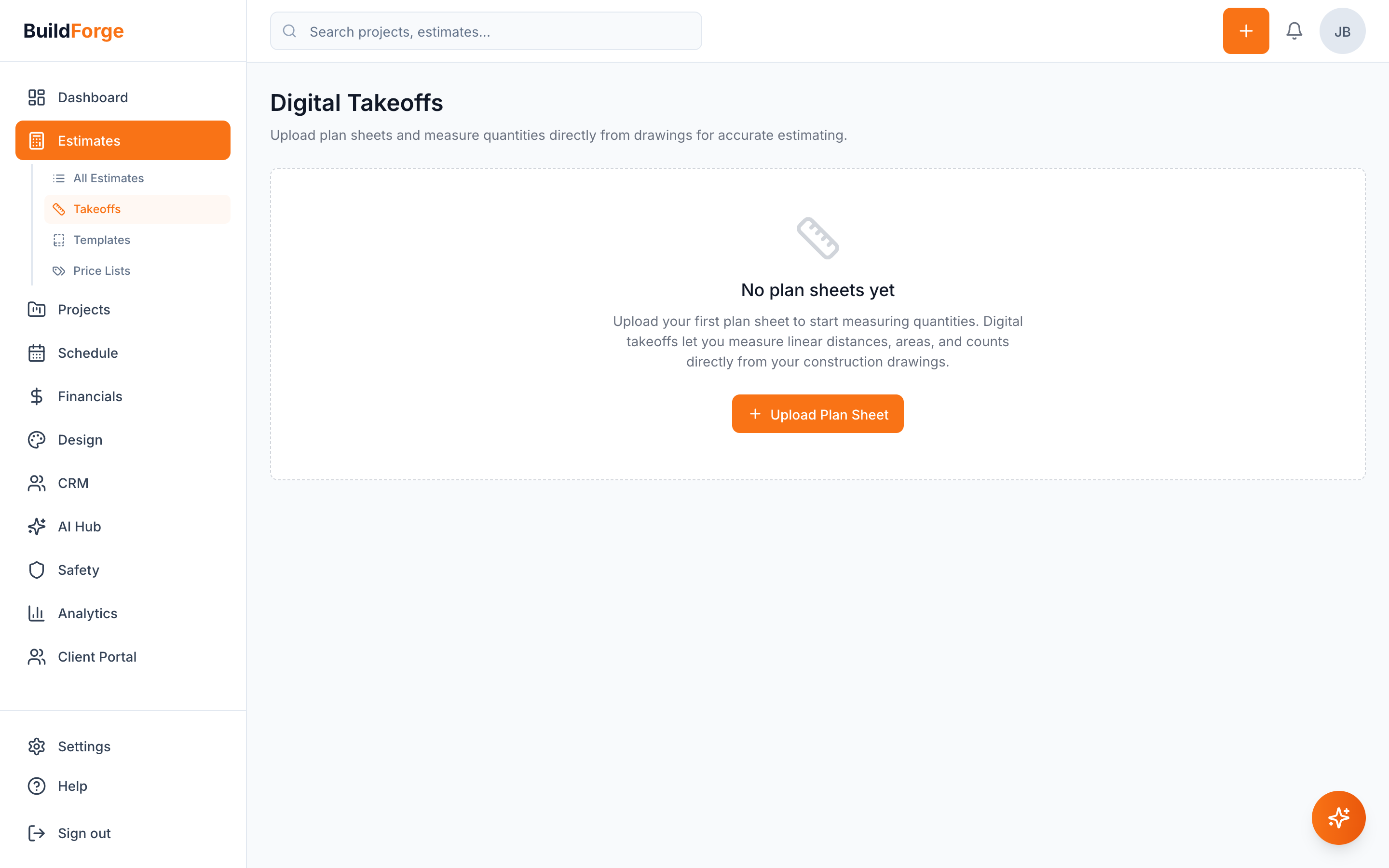 Digital Takeoffs — BuildForge screenshot